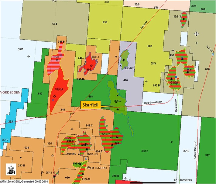 Blokk 35/9 ligger i den nordlige delen av Nordsjøen omtrent rett vest for Florø i Sogn og Fjordane. Geologisk sett ligger funnet på Ryggsteinryggen, rett opp for den dype Sogngrabenen, og midt i et smørøye med en rekke funn av olje og gass, hvorav noen allerede er i produksjon (Gjøa, Fram og Vega). Bare 30 km mot sør ligger Troll-feltet.
