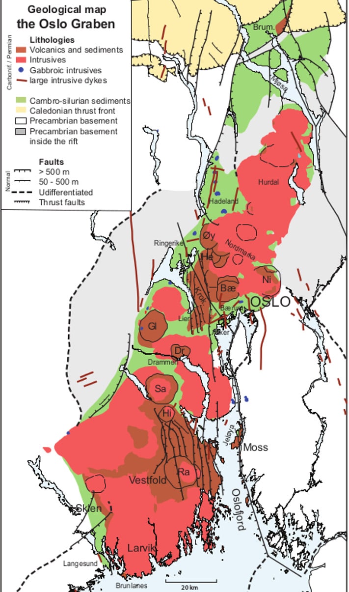 geologisk kart oslofeltet Oslofeltet Pa Langs Geo365 geologisk kart oslofeltet