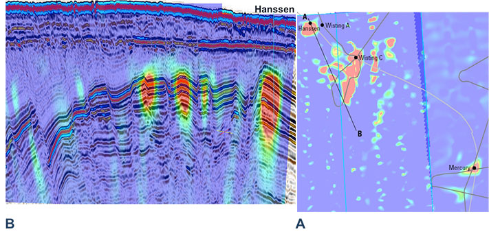 CSEM-data over prospektet Mercury (7324(9-1). Resistivitetsanomaliene er ikke til å ta feil av. Den er høyst sannsynlig assosiert med hydrokarboner. © EMGS