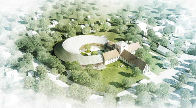 Illustrasjon av det planlagte nye Vikingetidsmuseet Illustrasjon: AART Architects